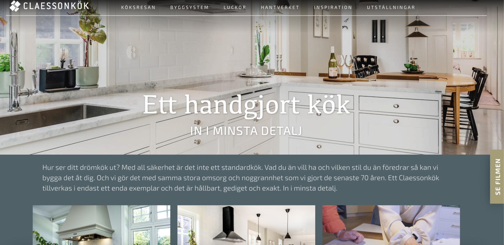 Claessonkök website's demo picture.